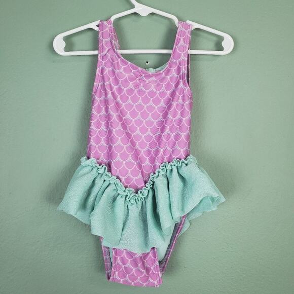 Cat & Jack Girl's One Piece Mermaid Purple Green Swimsuit Size 2T - Picture 1 of 6
